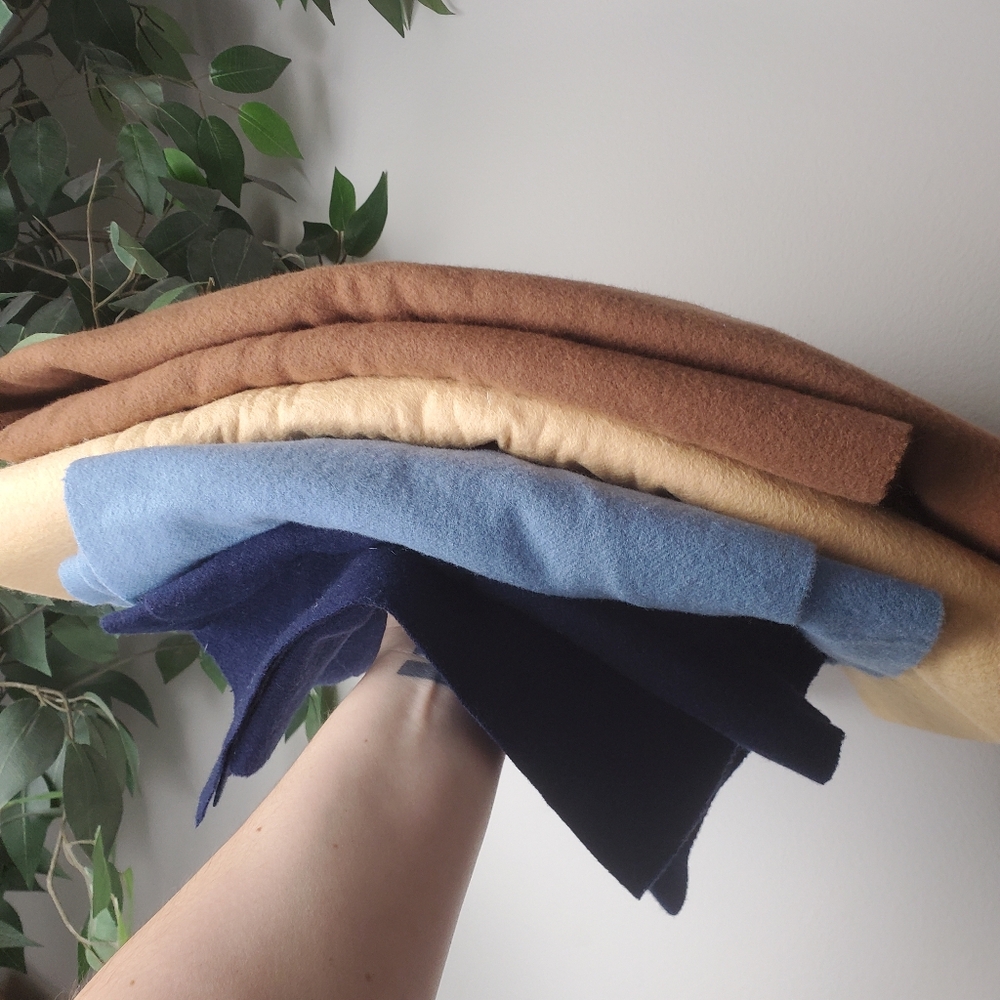 Fleece Fabric Bundle Brown Blues Tan Colors 4 Count